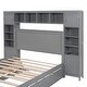 preview thumbnail 18 of 52, Full Size Wooden Bed with Trundle, Cabinet, and Sockets, Grey
