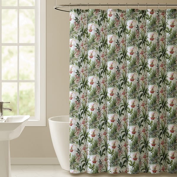 slide 1 of 1, Haley Floral 13-Piece Shower Curtain Set With Hooks, Multi, 72x72 Inches Green-Pink-Yellow-White - 72x72 Inches