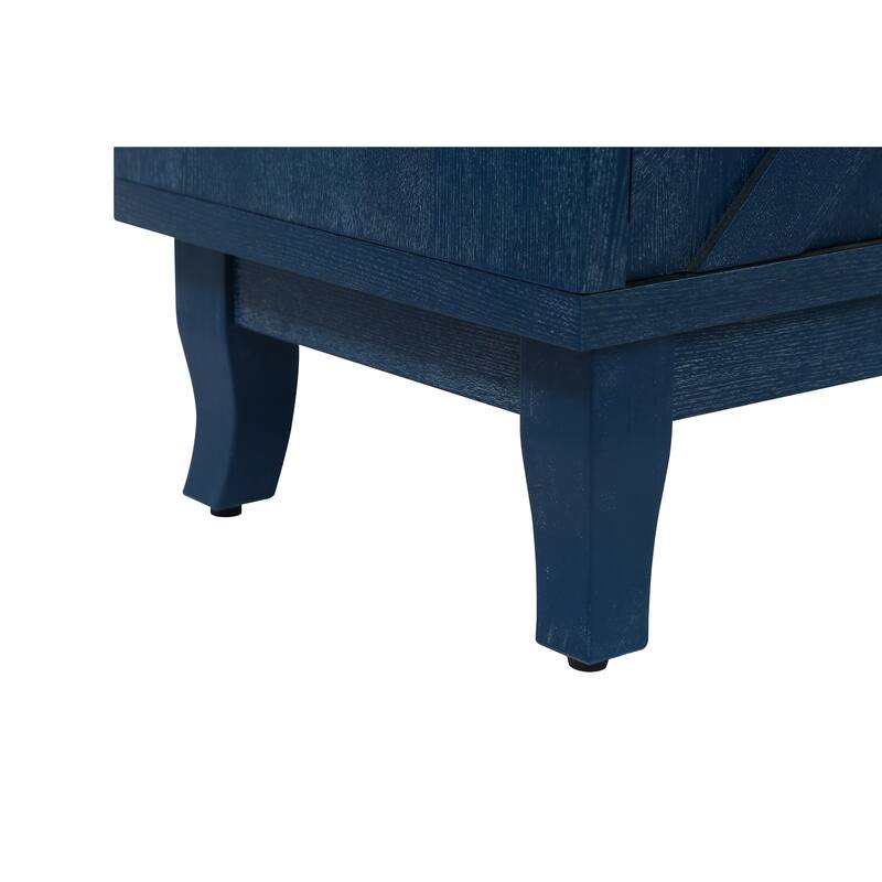 GDFStudio - Heritage Stripe Vintage Wooden Buffet Storage Cabinet with 4 Doors