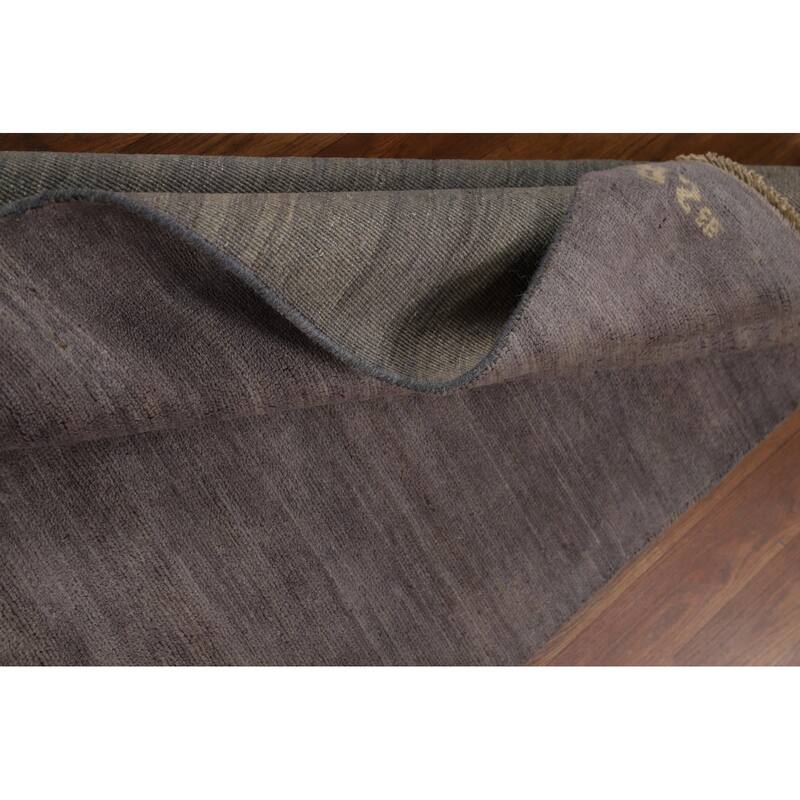 Gabbeh Modern Rug Hand-Knotted Grey Striped Wool Carpet - 3'3" x 4'11"