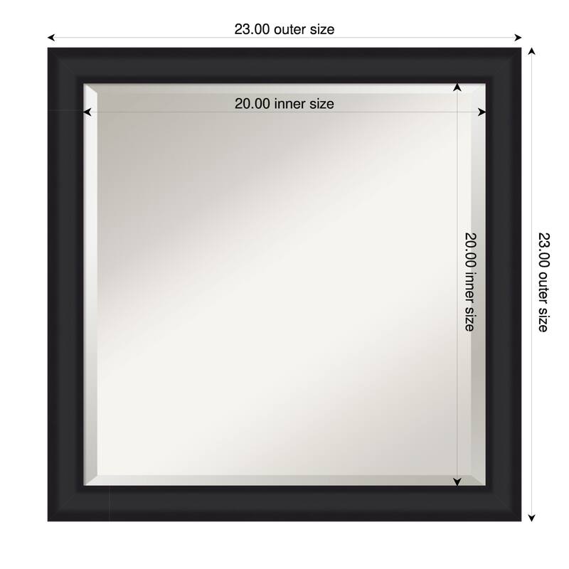 Oliver Narrow Beveled Wood Framed Wall Mirror - 23 x 23 in - Oliver Black Narrow