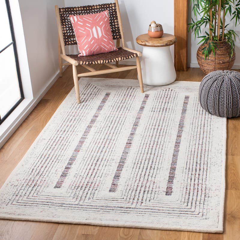 SAFAVIEH Handmade Metro Joele Modern Wool Rug - 5' x 8' - Red/Ivory