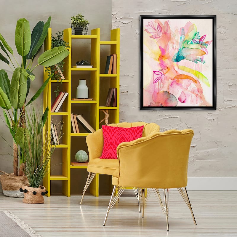 Stupell Watercolor Island Florals Framed Floater Canvas Wall Art Design By Gemma Bardot
