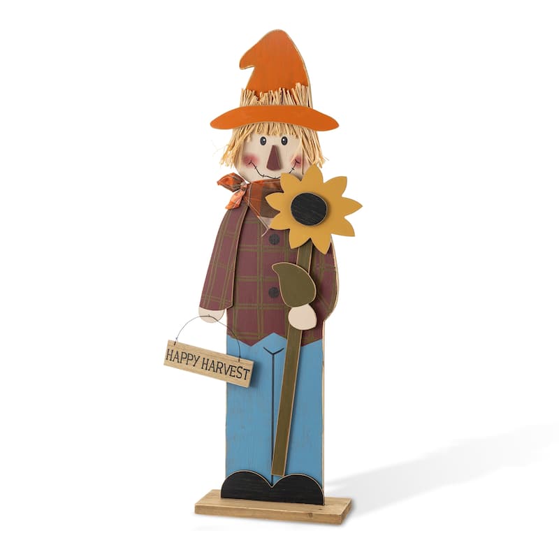 Glitzhome 36"H Fall Solid Wood Scarecrow Porch Decor(KD) - 36''H