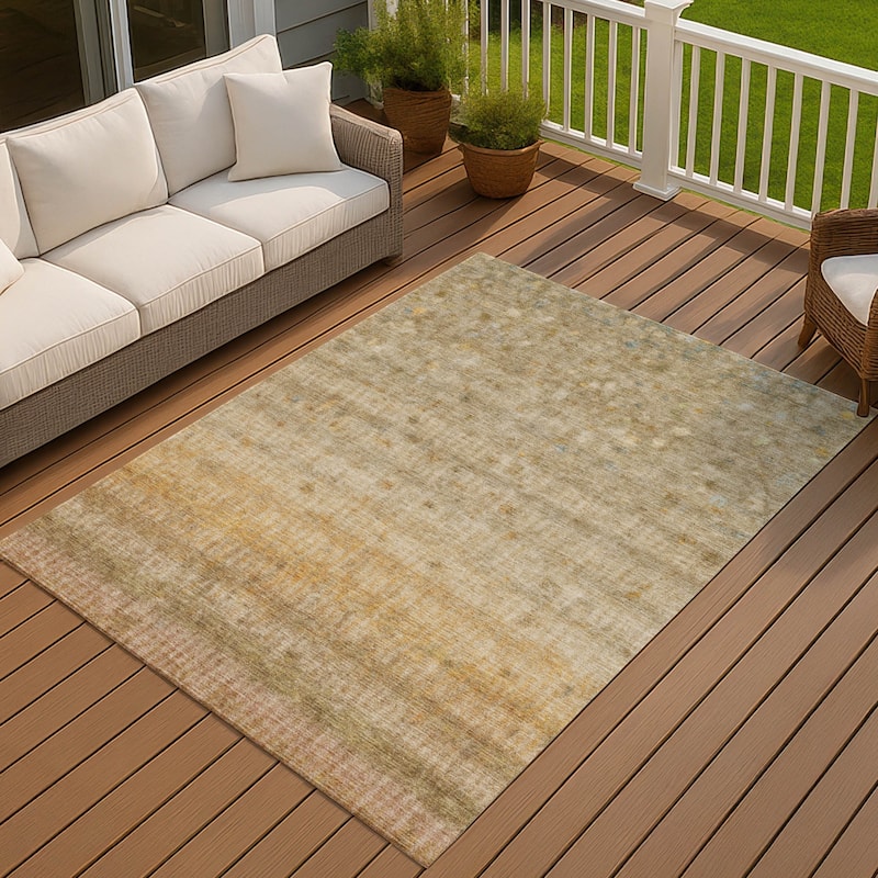 Machine Washable Indoor/ Outdoor Ombre Stripes Chantille Rug - Beige - 2'6" x 3'10"