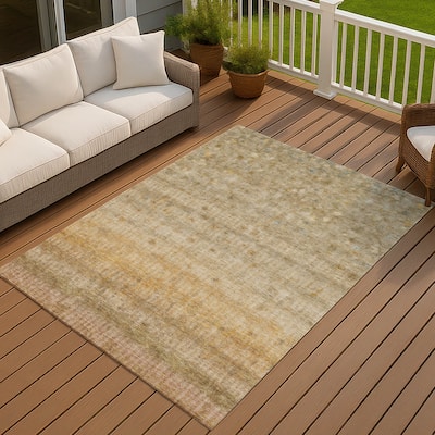 Machine Washable Indoor/ Outdoor Ombre Stripes Chantille Rug