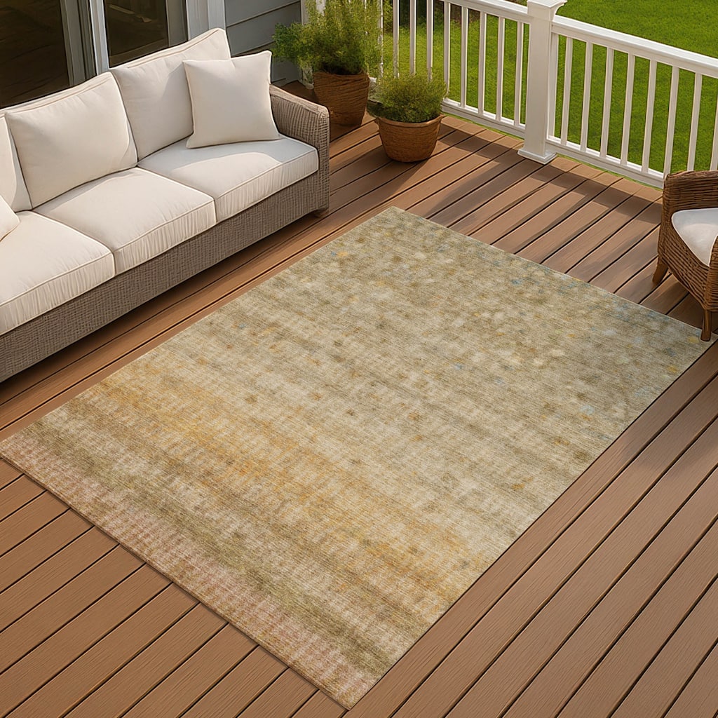 Machine Washable Indoor/ Outdoor Ombre Stripes Chantille Rug