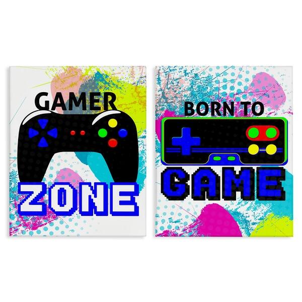 Stupell Gamer Zone Splash Remote Canvas Wall Art Design By Kim Allen ...