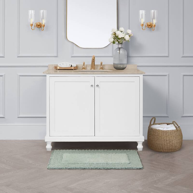 Laura Ashley Ruffle Border Pure Cotton Bath Rugs