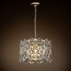 preview thumbnail 7 of 7, 4-Light Glam Silver Leaf Drum Chandelier with Hexagonal Glass Accents - W:16.4"