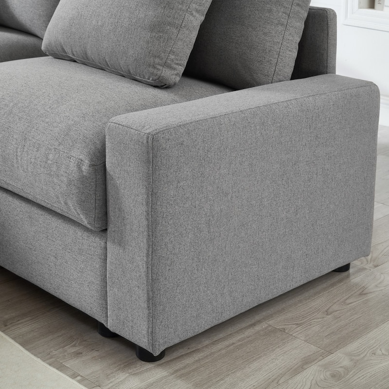 103.54" L-Shaped Sectional Sofa with Storage and Movable Ottoman