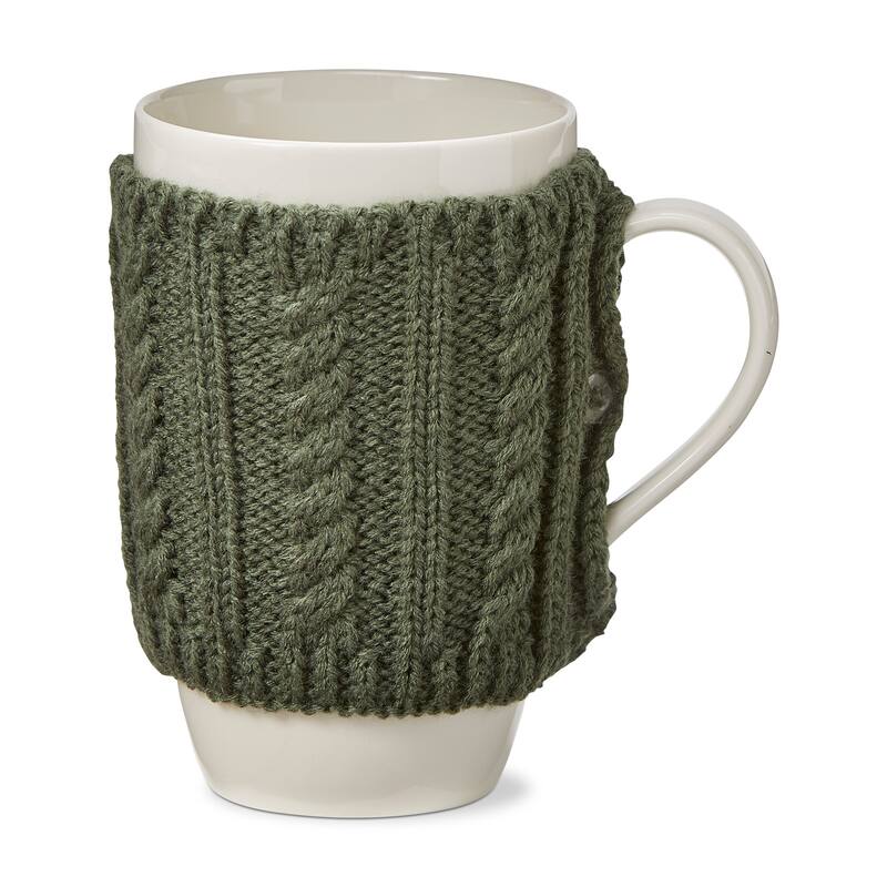Warm Wishes Dark Green Sweater Covered Bone China Dishwasher Safe Mug, 18.0 oz
