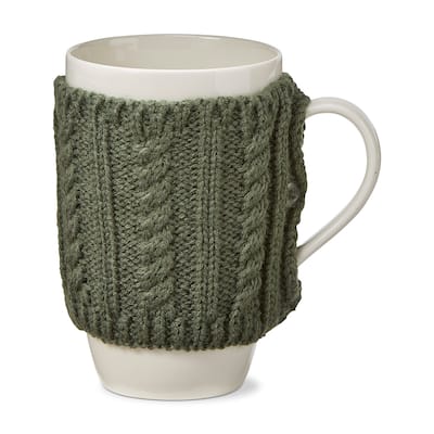 Warm Wishes Dark Green Sweater Covered Bone China Dishwasher Safe Mug, 18.0 oz
