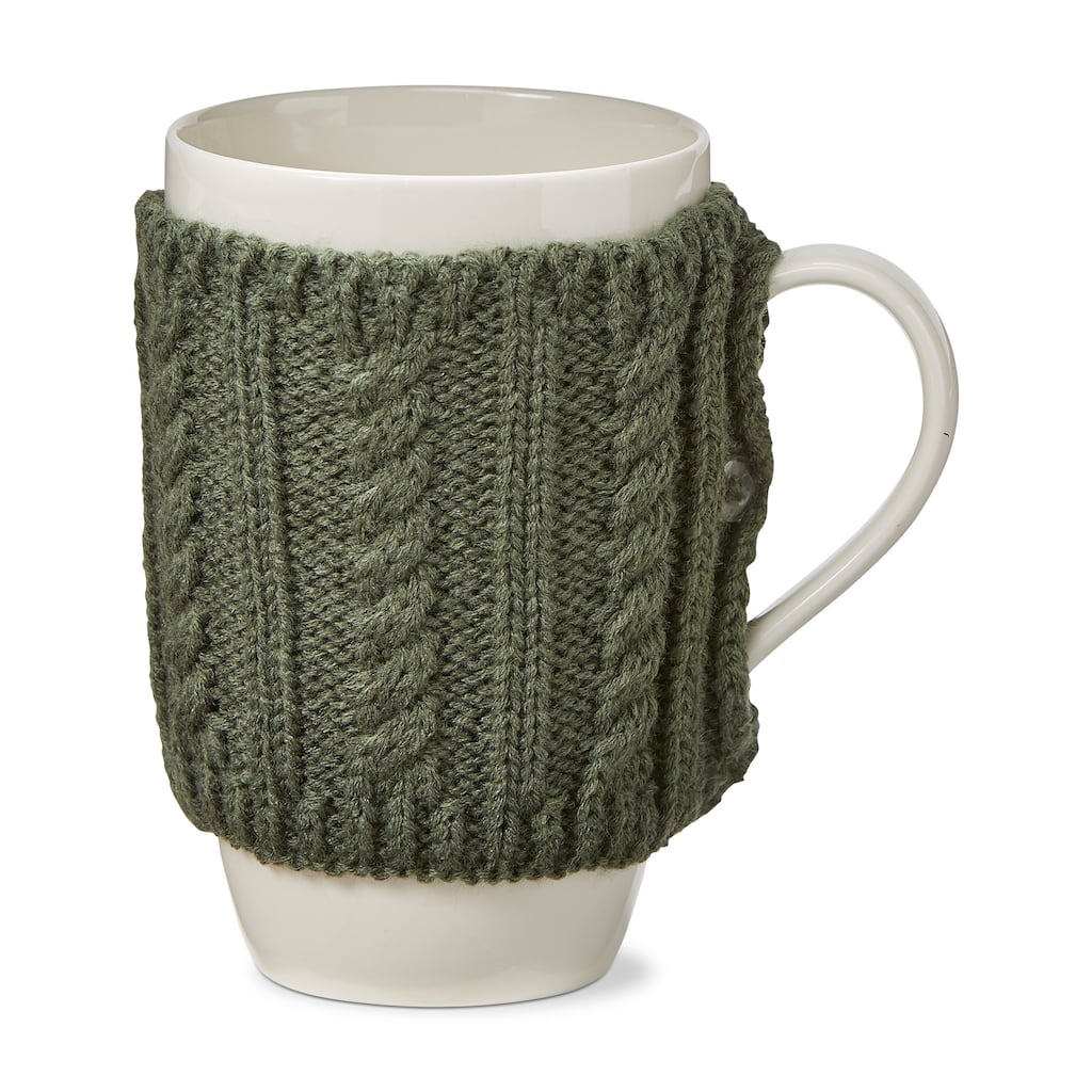 Warm Wishes Dark Green Sweater Covered Bone China Dishwasher Safe Mug, 18.0 oz