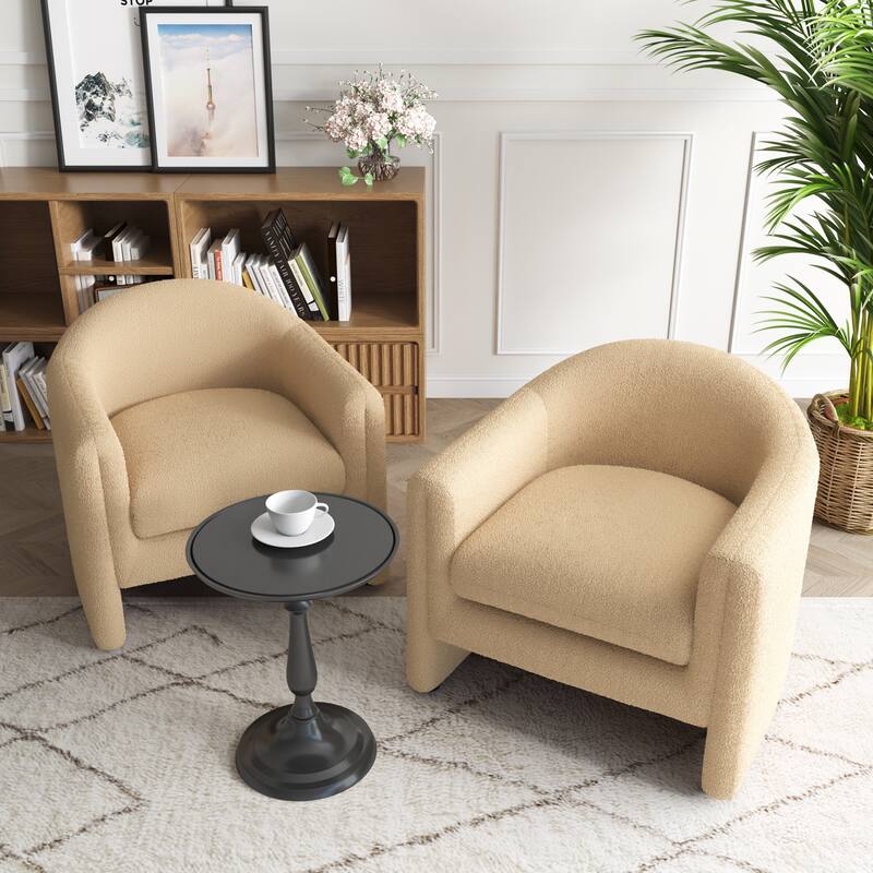 Upholstered Barrel Accent Chair, Low Back Arm Chair(Set of 2)