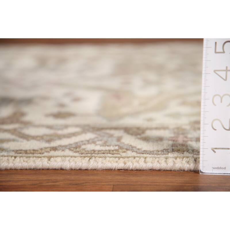 Ivory Oushak Style Runner Rug Hand-knotted Wool Carpet - 2'6"x 9'9"
