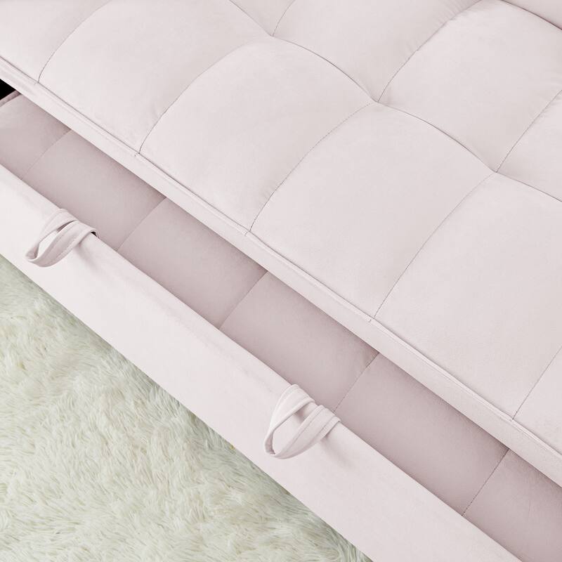 54.33 inch Pink Versatile Foldable Sofa Bed with Adjustable Back, Solid Wood