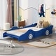 preview thumbnail 1 of 43, Race Car-Shaped Platform Bed with Wheels, Suitable for Kids and Young Children Twin Blue