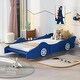 preview thumbnail 1 of 10, Twin Size Race Car-Themed Platform Bed with Functional Wheels Unique Design, High-Quality Construction Blue