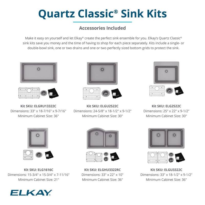 Elkay Quartz Classic 15-3/4" Undermount Single Basin Quartz Composite