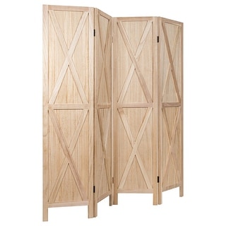 Gymax 5.6Ft Folding 4-Panel Wood Room Divider Privacy Screen Home - See Details