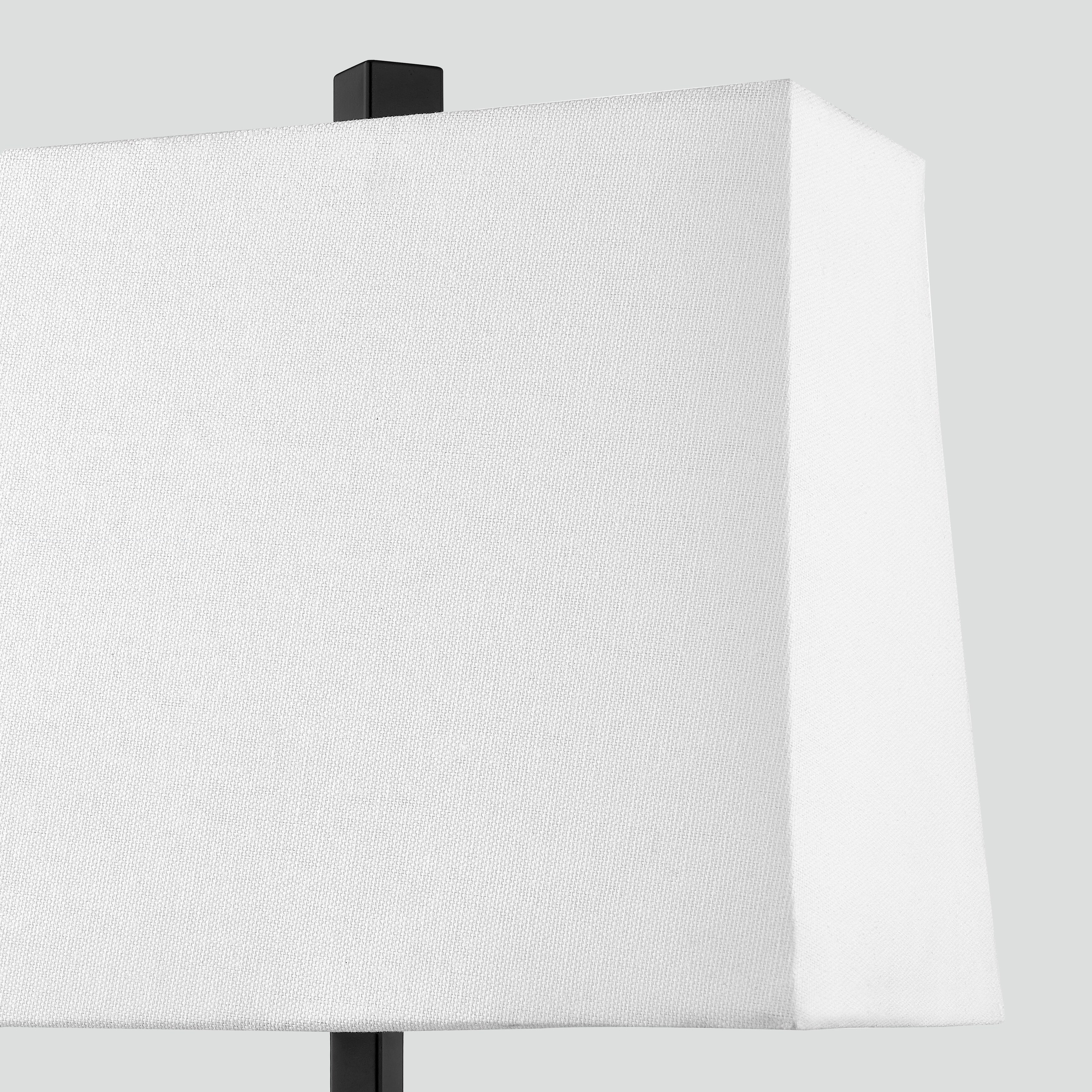Black Metal Table Lamp with Door-frame Style White Shade