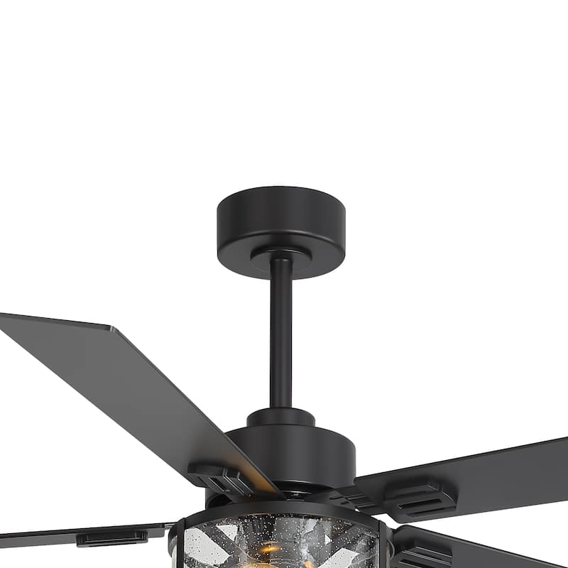 56" Reversible 5-Blade Glass Shade Ceiling Fan Chandelier with Light and Remote