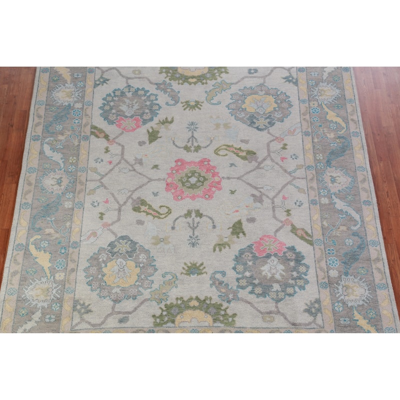 Hand Knotted Oriental 100% Wool Carpet Transitional All-Over Greys & Charcoal Oushak Area Rug - 10' 0'' X 8' 1''