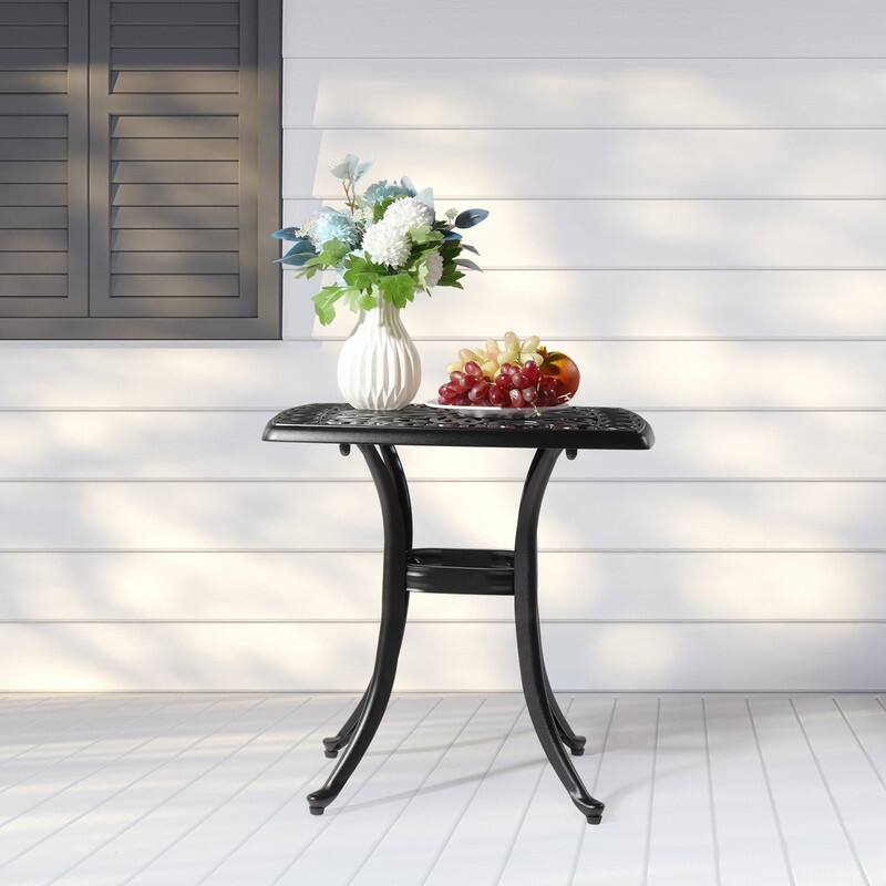 Patio 21" Cast Aluminum Dining Table with Umbrella Hole