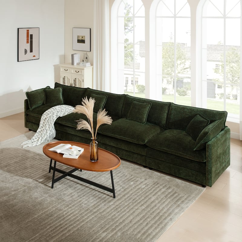 Cloud Chenille Upholstered Modular Sectional Sofa with DIY Combination Design