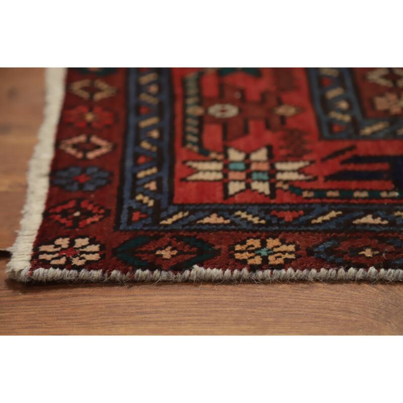 Hand Knotted Oriental 100% Wool Carpet Traditional Geometric Red Heriz Area Rug - 12' 9'' X 5' 1''