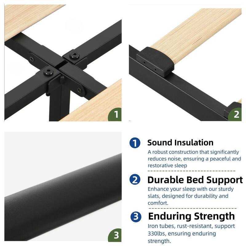 Industrial Wood Bed Frame with Headboard