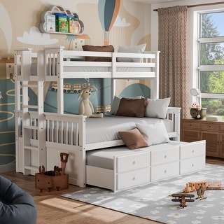 Furniture of america rodman twin xl over queen bunk bed with trundle by foa sales