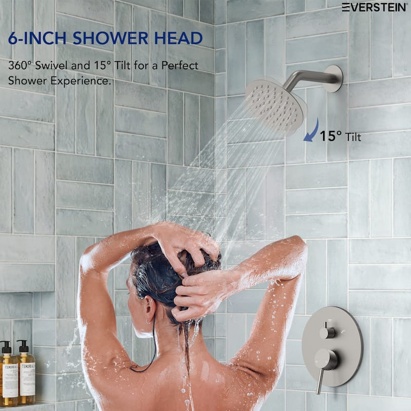 6" Dual-Function Tub and Shower Faucet Set, Modern Tub And Shower Trim Kit Valve Included