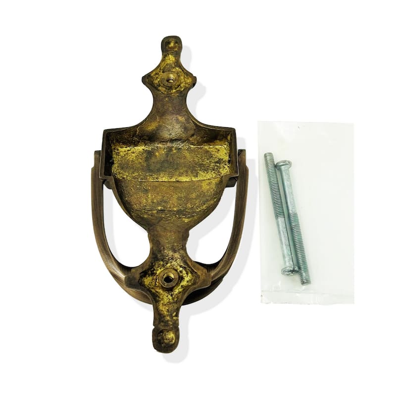 Brass Failte Claddagh Door Knocker with Vintage Finish and Irish Plaque