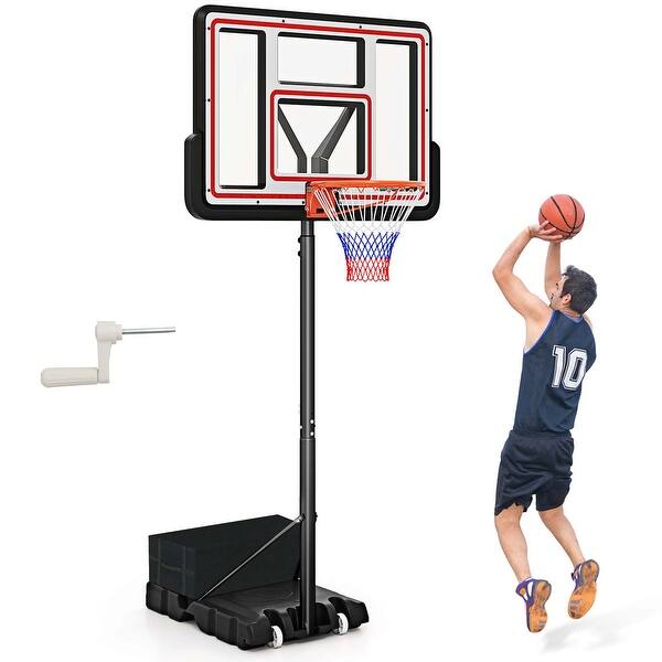 slide 2 of 11, Goplus 7.4-10 FT Basketball Hoop Outdoor System with 44 Inch - 44" x 29.5" x 88.8" (L x W x H) Black - 44" x 29.5" x 88.8" (L x W x H)