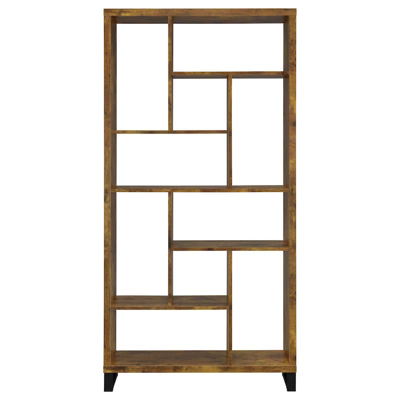 Delwin 71-inch 10-compartment Bookshelf Rustic Nutmeg - 34.75" x 11.50" x 70.75"
