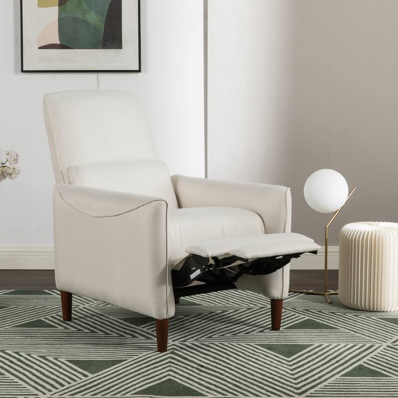 Roomfitters Push Back Recliner Chair, Modern Upholstered Accent Lounge Seating, Beige