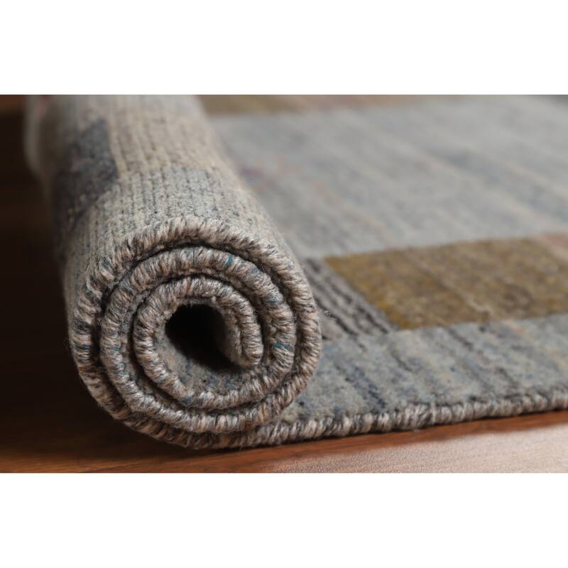 Hand Knotted Oriental 100% Wool Carpet Tribal Tribal Greys & Charcoal Gabbeh Area Rug - 5' 11'' X 4' 1''