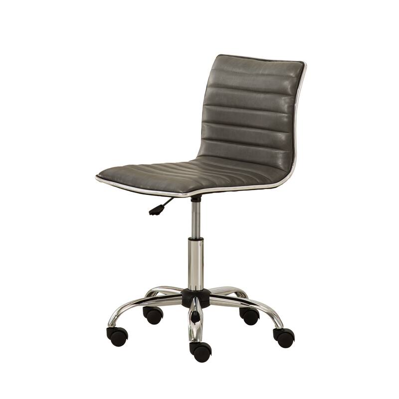 Cute Armless Office Chair, Leather Computer Desk Chair, Vanity Task Chair with Adjustable Height, Swivel Wheels, Mid Back