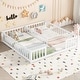 preview thumbnail 15 of 19, Double Twin Size Pine Wood Floor Bed with Fence, Guardrails, Without Door for Kids Girls Boys, No Need Spring Box White - Twin