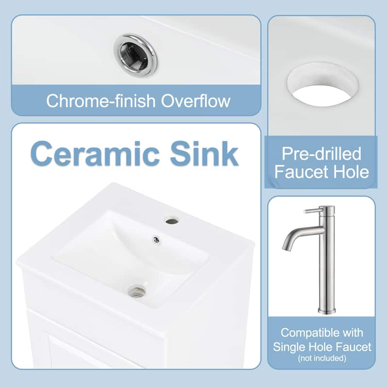 18"Freestanding Bathroom Vanity with Ceramic Sink