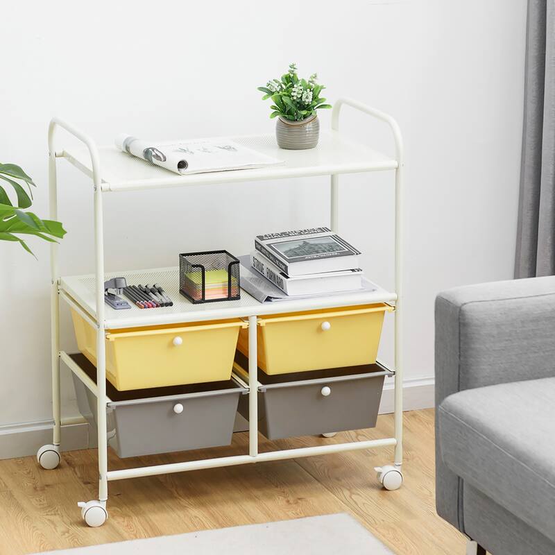 Costway 4Drawer Rolling Storage Cart shelf Scrapbook Paper Office - See Details