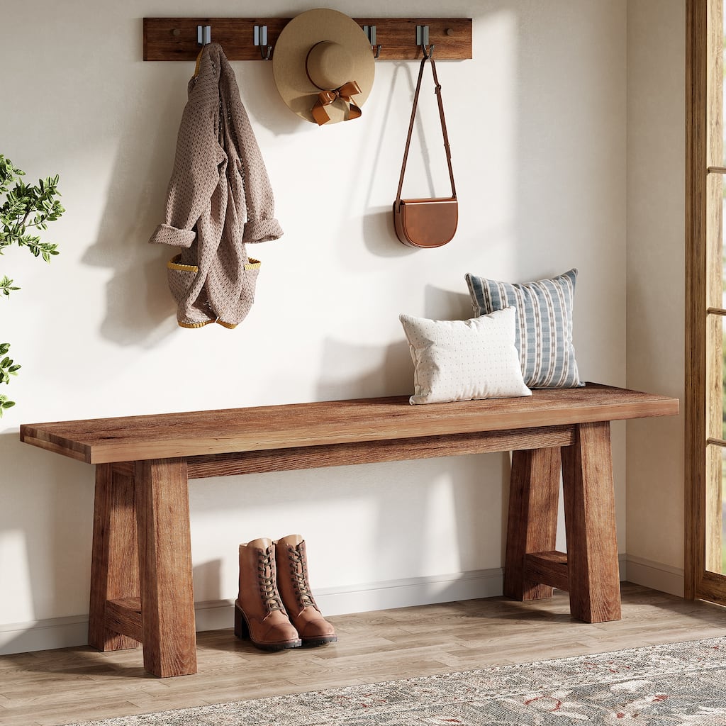 55" Farmhouse Long Bench for Entryway, Dining Room, Hallway
