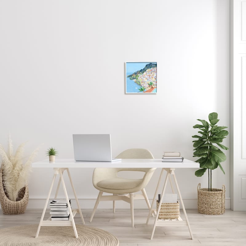 Stupell Positano Cliffside Coastal City Architecture Italian Buildings Framed Wall Art - Multi-Color