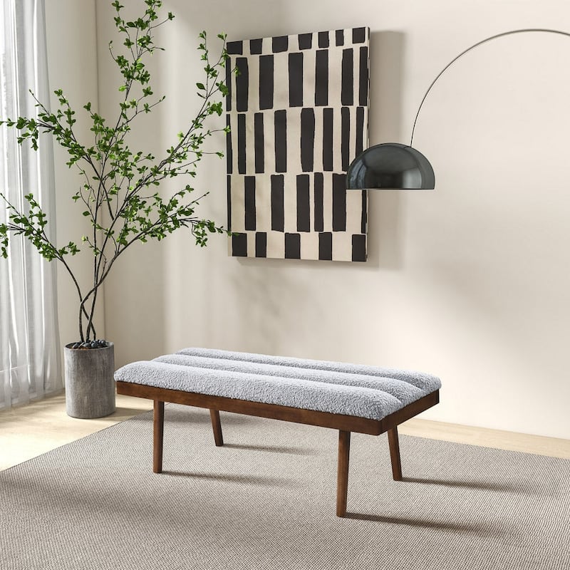 GDFStudio - Troni Modern Boucle Upholstered Bench with Solid Wood Frame - 48"W