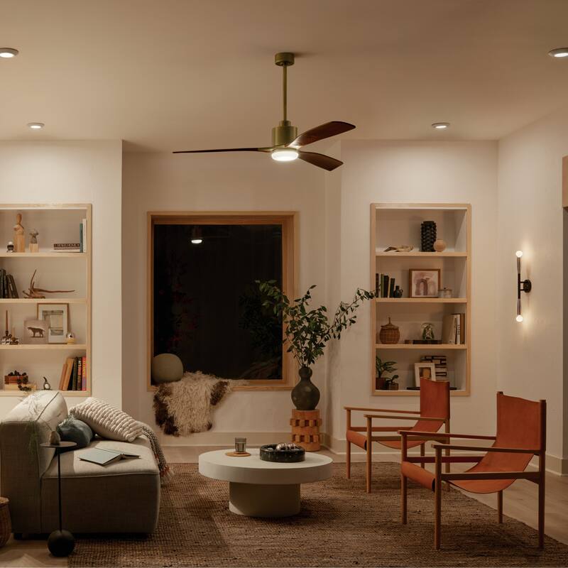 Kichler Lighting Ridley II 60 inch Integrated LED Indoor Natural Brass Ceiling Fan