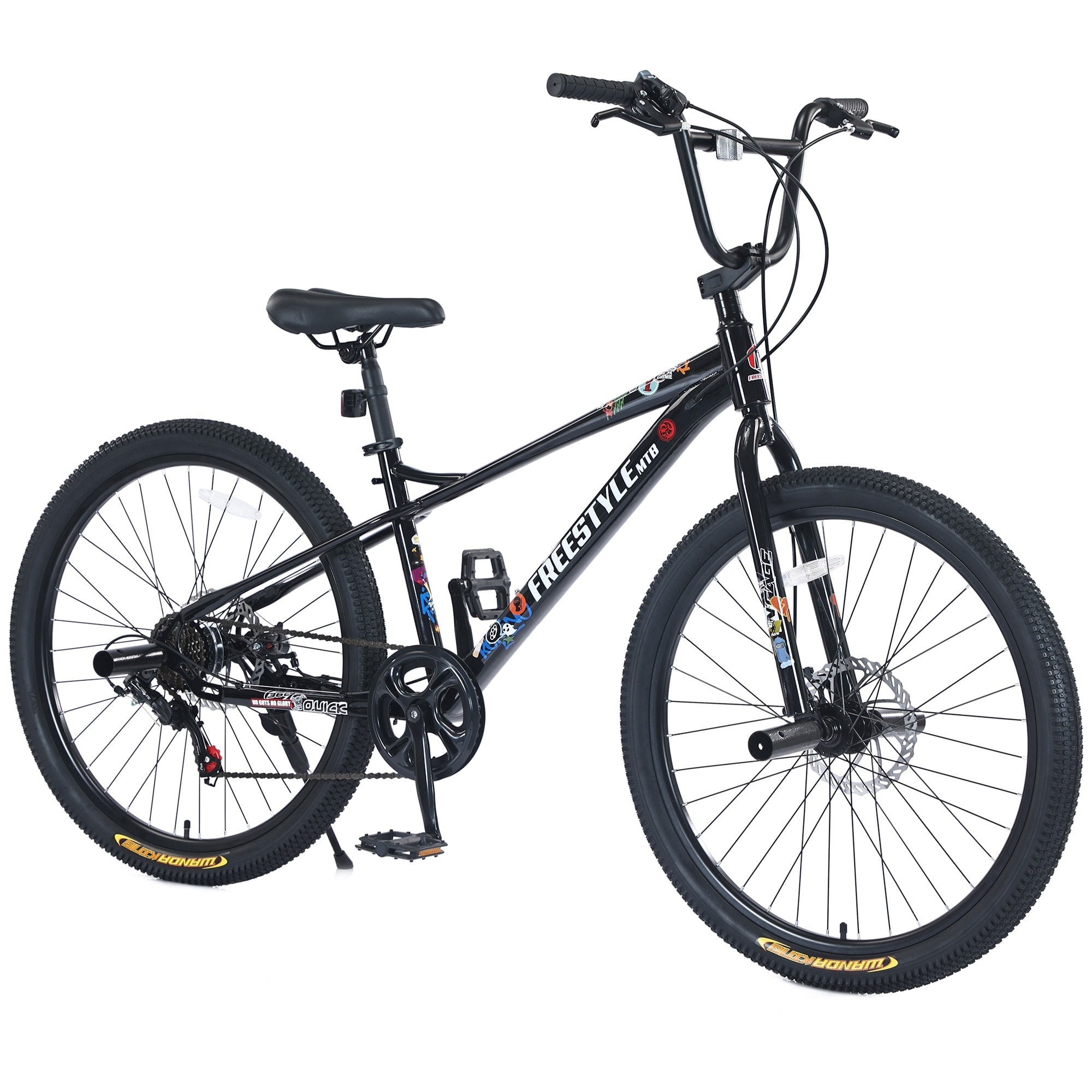 Freestyle Kids Mountain Bike, 26-inch, Shimano 7-Speed, Double Disc Brakes, Purple Bicycle for Boys & Girls 12+ Years