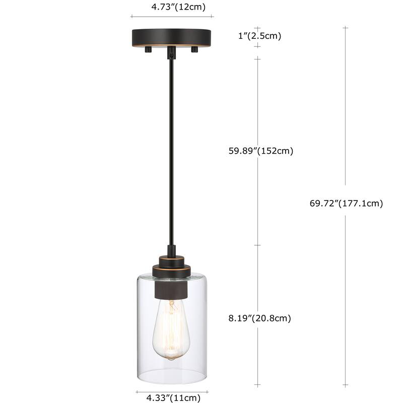 1-Light Pendant - Oil Rubbed Bronze - 4.33"x69.72"