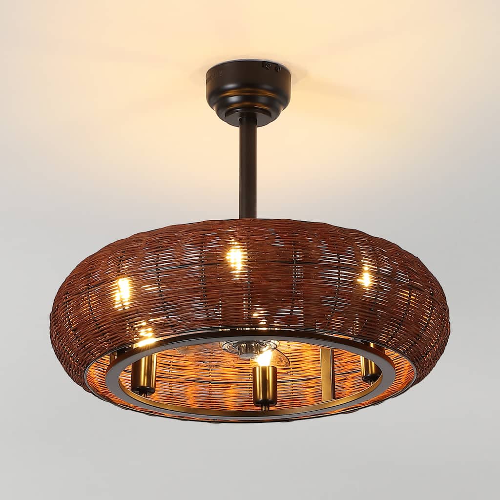 LED Ceiling Fan, Remote-Controlled, Modern Bohemian, By JONATHAN Y - 10.25-15.25-20.25 H x 23 L x 23 W